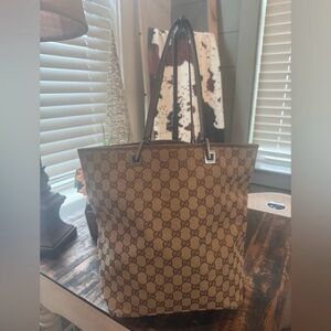 Gucci Beige Brown GG Canvas Tote